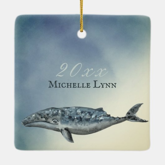 Gepersonaliseerde mooie grijze kerst keramisch ornament (Achterkant)