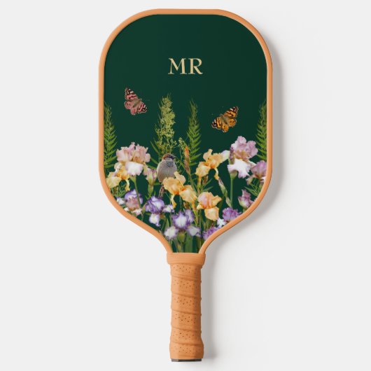 Gepersonaliseerde mooie irissen, vogels vlinders pickleball paddle (Voorkant)