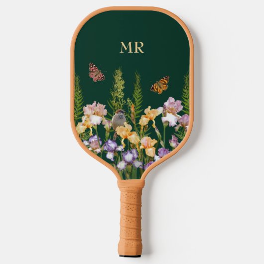 Gepersonaliseerde mooie irissen, vogels vlinders pickleball paddle (Achterkant)