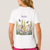 Gepersonaliseerde mooie irissen, vogels vlinders t-shirt (Achterkant)