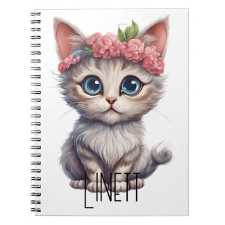 Gepersonaliseerde Mooie Kattenspiraal Notitieboek: Notitieboek