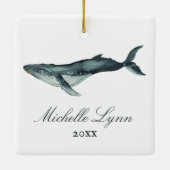 Gepersonaliseerde mooie kerst van de Humpback Whal Keramisch Ornament (Achterkant)