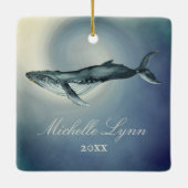 Gepersonaliseerde mooie kerst van de Humpback Whal Keramisch Ornament (Achterkant)