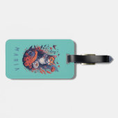 Gepersonaliseerde mooie kitten bloemenkat bagagelabel (Achterkant horizontaal)