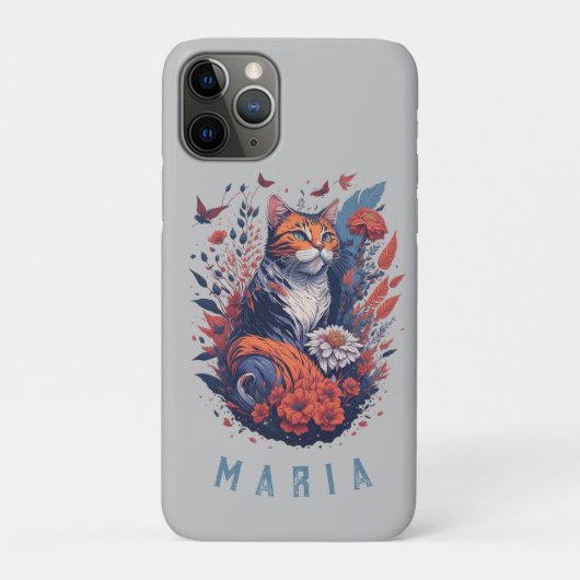 Gepersonaliseerde mooie kitten bloemenkat Case-Mate iPhone case (Achterkant)