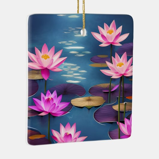 Gepersonaliseerde mooie Lotus Flowers Kerstmis Keramisch Ornament (Rechts)