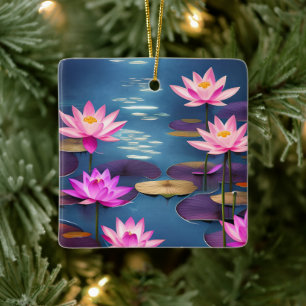 Gepersonaliseerde mooie Lotus Flowers Kerstmis Keramisch Ornament
