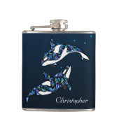 Gepersonaliseerde mooie orka walvissen strand brui heupfles (Voorkant)