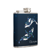 Gepersonaliseerde mooie orka walvissen strand brui heupfles (Rechts)