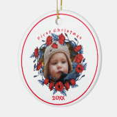 Gepersonaliseerde mooie papaver Wreath Keramisch Ornament (Links)