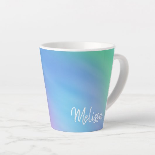 Gepersonaliseerde mooie regenboog latte mok (Rechterhoek)