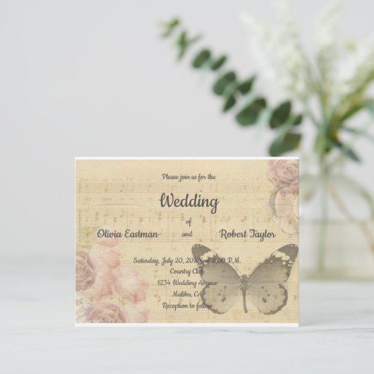 Gepersonaliseerde, mooie romantische vlinderbruilo briefkaart (Staand voorkant)