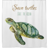 Gepersonaliseerde mooie schattige schildpad Nautic Douchegordijn (Voorkant)