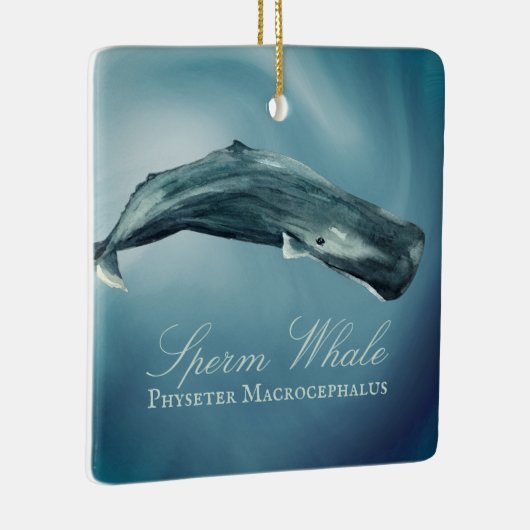 Gepersonaliseerde mooie Sperm Whale Kerstmis Keramisch Ornament (Rechts)