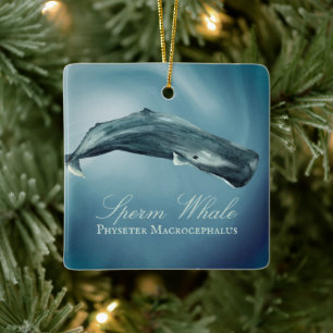 Gepersonaliseerde mooie Sperm Whale Kerstmis Keramisch Ornament