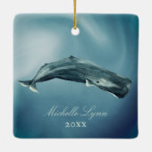 Gepersonaliseerde mooie Sperm Whale Kerstmis Keramisch Ornament (Achterkant)