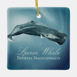 Gepersonaliseerde mooie Sperm Whale Kerstmis Keramisch Ornament