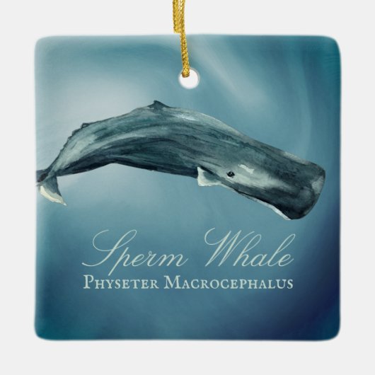 Gepersonaliseerde mooie Sperm Whale Kerstmis Keramisch Ornament (Voorkant)