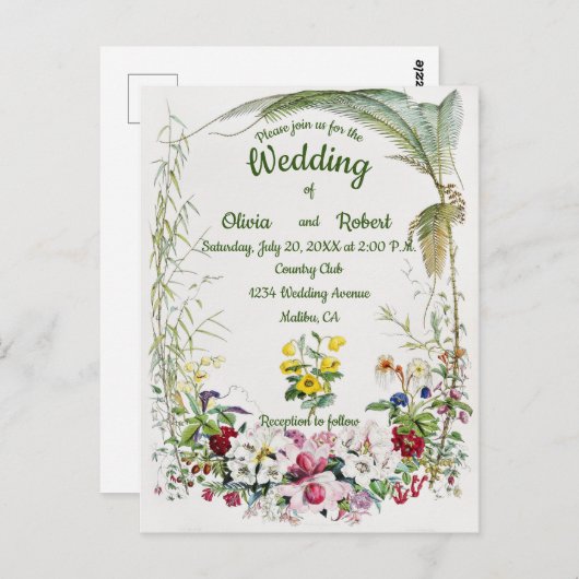 Gepersonaliseerde mooie tropische bruiloft briefkaart (Voorkant / Achterkant)