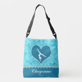Gepersonaliseerde mooie Turquoise Gymnastiek Crossbody Tas (Achterkant)