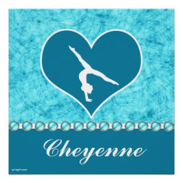 Gepersonaliseerde mooie Turquoise Gymnastiek Poster