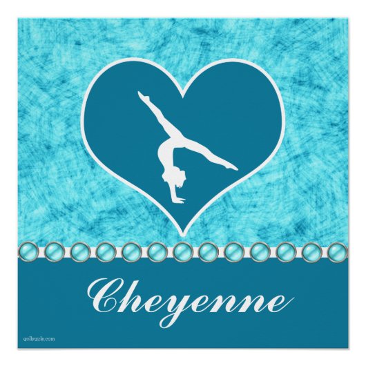 Gepersonaliseerde mooie Turquoise Gymnastiek Poster (Voorkant)