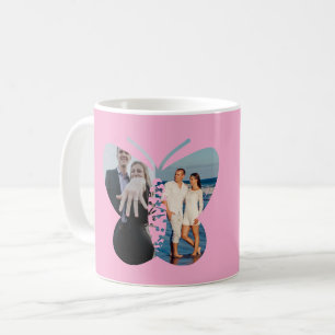 Gepersonaliseerde Mooie Twee Foto Butterfly Custom Koffiemok