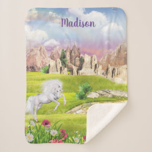 Gepersonaliseerde mooie Unicorn Sherpa Blanket Deken
