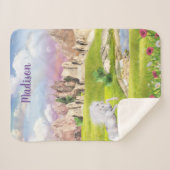 Gepersonaliseerde mooie Unicorn Sherpa Blanket Deken (Voorkant (horizontaal))