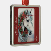 Gepersonaliseerde mooie witte paard kerst metalen ornament (Rechts)
