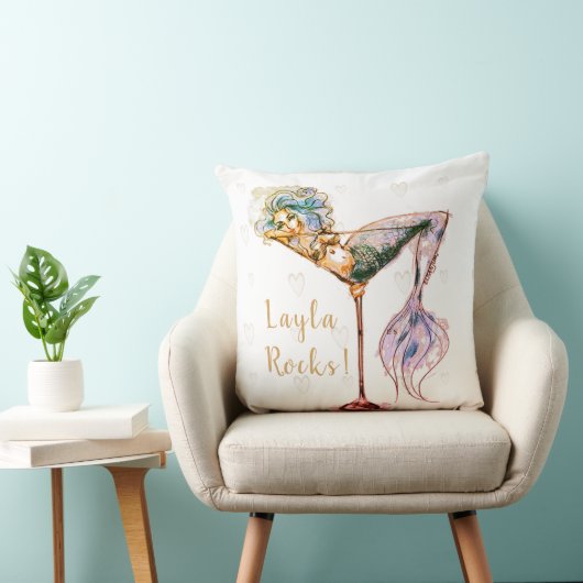Gepersonaliseerde mooie zeemeermin kussen (Stoel)