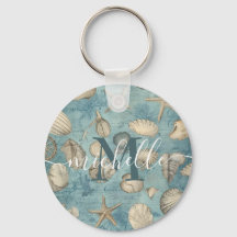 Gepersonaliseerde mooie zeeschelpen in blauw
