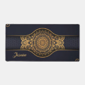 Gepersonaliseerde mooie zwart gouden bloemen manda bureaumat (Voorkant)