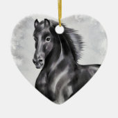Gepersonaliseerde mooie zwarte paardenkerst keramisch ornament (Voorkant)