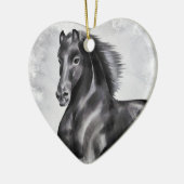 Gepersonaliseerde mooie zwarte paardenkerst keramisch ornament (Links)