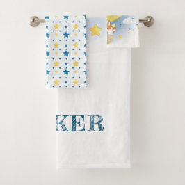 Gepersonaliseerde Moon Luchtballon Waterverf Bad Handdoek