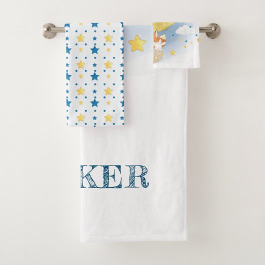 Gepersonaliseerde Moon Luchtballon Waterverf Bad Handdoek (Insitu)