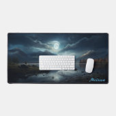 Gepersonaliseerde Moonlight Night Landscape Desk M Bureaumat (Keyboard & Muis)