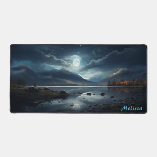 Gepersonaliseerde Moonlight Night Landscape Desk M Bureaumat (Voorkant)