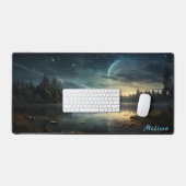 Gepersonaliseerde Moonlight Night Landscape Desk M Bureaumat (Keyboard & Muis)