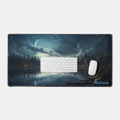 Gepersonaliseerde Moonlight Night Landscape Desk M Bureaumat (Keyboard & Muis)