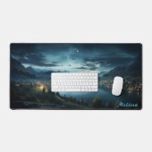 Gepersonaliseerde Moonlight Night Landscape Desk M Bureaumat (Keyboard & Muis)