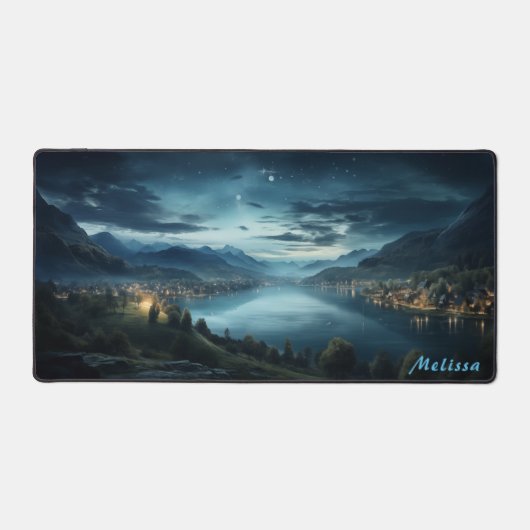 Gepersonaliseerde Moonlight Night Landscape Desk M Bureaumat (Voorkant)