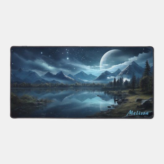 Gepersonaliseerde Moonlight Night Landscape Desk M Bureaumat (Voorkant)