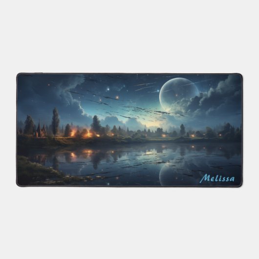 Gepersonaliseerde Moonlight Night Landscape Desk M Bureaumat (Voorkant)
