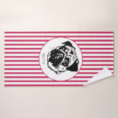 Gepersonaliseerde Mopshond Trendy Stijlvolle Custo Badhanddoek (Badhanddoek)