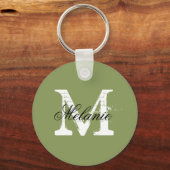 Gepersonaliseerde mos groene aangepaste monogram s sleutelhanger (Voorkant)