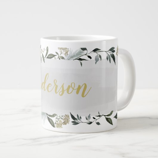 Gepersonaliseerde mosterdbladeren en foliën voor d grote koffiekop (Voorkant rechts)