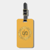 Gepersonaliseerde mosterdgeel met gouden frame bagagelabel (Voorkant verticaal)