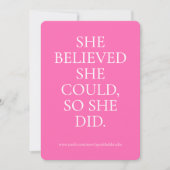 Gepersonaliseerde Motivatie quote Kaart - ze deed  (Voorkant)